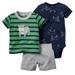 Carters Infant Boys 3-Piece Bulldog T-Shirt Bodysuit & Short Set NB