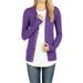 Women Classic Thin Snap Button Front V-Neck Button Down Long Sleeve Ribbed Knit Cardigan