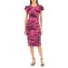 Bagatelle.NYC Women's Juniors Tie Dye Ruffle Shoulder Rib Knit Midi Dress