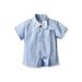 Summer Little Boys Shirt,Casual Short Sleeve Lapel Single-breasted Bow Tie