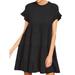 ZXZY Women Crew Neck Ruffled Short Sleeves Babydoll Mini Dress