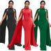 Women's Wing-shaped Bat Sleeve Evening Dress Ethnic Style Pure Color Slim Fishtail Long Dress OLRIK YD5213