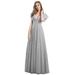 Ever-Pretty V-Back Embroidery Wedding Guest Dresses for Women 00857 Gray US14