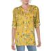 Calvin Klein Womens Floral Print Split Neck Top