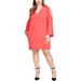 Rachel Roy Womens Plus V-Neck Bell Sleeve Wear to Work Dress