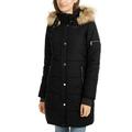 Maralyn & Me Juniors' Faux-Fur-Trim Hooded Puffer Coat Black Size Extra Small