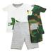 Carter's Little Boys Toddler 4 Piece Dino Snug Fit Cotton Pjs Pajamas Sleepwear Set White Green