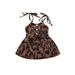 Diconna Little Girlâ€™s Button Bandage High Waist Heart/Leopard Suspender Dress