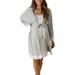 Bellella Womens Pajamas Casual Loose 3/4 Sleeves Pregnancy Dress Maternity Sleepwear Pregnancy Nightgown