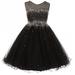 Big Girls' Sparkling Rhinestone Illusion Tulle Junior Bridesmaid Pageant Flower Girl Dress Black 10 (C50C29C)