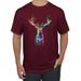 Wild Bobby, Colorful Paint Splatter Deer Head, Animal Lover, Men's Graphic Tees, Maroon, Medium