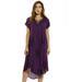 Riviera Sun Lace Up Acid Wash Embroidered Dress Short Sleeve Dresses for Women (Purple, 1X)