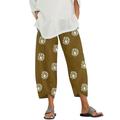 Sexy Dance Womens Soft Yoga Sports Dance Harem Pants Ladies Floral Printed Pockets Palazzo Pants with Drawstring Yellow M(US 6-8)