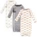 Touched by Nature Baby Boy Organic Cotton Zipper Gowns, 3-Pack