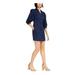 INC Womens Blue Floral 3/4 Sleeve V Neck Mini Shirt Dress Dress Size 6