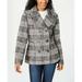 NEW Maralyn & Me Women Black Multi Plaid Double Breasted Jacket Pea Coat Size S