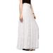 Woshilaocai Women Double Lace Layer Chiffon Long Elastic Waist Skirt,White,L