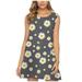 Follure Women Fashion Print Casual Sleeveless O-Neck Loose Knee-Length Dresses