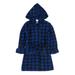 Leveret Kids & Toddler Boys Girls Fleece Sleep Hooded Robe Black & Navy Plaid (Size 16 Years)