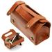 Octpeak Shaving Toiletry Bag,Fashion Men's Portable Cosmetic Pouch Brown PU Leather Shaving Brush & Toiletry Bag