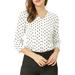 Allegra K Women's Polka Dots 3/4 Sleeve Casual Button Front Blouse Top