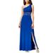 Speechless Juniorsâ€™ Embellished One-Shoulder Gown (Blue, 9)