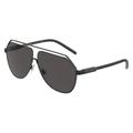 Dolce & Gabbana DG2266 Half Rim Aviator Matte Black / Dark Gray Sunglasses
