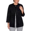 Alfred Dunner Women's Knightsbridge Cozy Chevron Jacket - Petite Size, Black, Petite Large