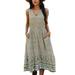 Lumento Summer Beach Dresses for Women Casual Loose Sleeveless V-Neck Long Dress Button Down Holiday Party Cocktail Swing Dress