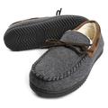 Men's Comfort Moccasin Slippers Memory Foam House Shoes with Anti-Skid Rubber Sole, Size 10 US Men, Grey