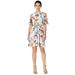 Calvin Klein Floral Cold Shoulder Belted A-Line Dress