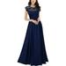 UKAP Round Neck Wedding Bridesmaid Long Maxi Dress For Women Formal Evening Party Prom Gown Ladies Maxi Dress Cocktail Evening Party Long Sundress