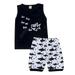 Bebiullo Baby Boy Girl Clothes Shark and Doo Doo Print Summer Cotton Sleeveless Outfits Set Tops and Short Pants