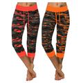 2 Pcs Women Elastic Waist Sports Crop Pants Camouflage Stretchy Athletic Jeggings Lounge Capris Juniors Crop Leggings