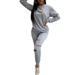 Women Casual 2-piece Outfit Set Long Sleeve Zipper Top+Pants Set for Ladies Female