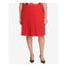 CALVIN KLEIN Womens Red Pleated Knee Length A-Line Wear To Work Skirt Plus Size: 16W