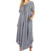 Sakkas Lilia Embroidered Lace Up Bodice Relaxed Fit Maxi Sun Dress - A-Blue - One Size Regular