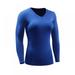 MELLCO Women's Fitness Sports Tights Stretch Quick-drying Compression Workout T-shirts, Running Yoga Training Long Sleeve Clothes (Blue, L)