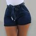 New Fashion Women's Tight Casual Slim-Fit 5-Color 8-Size Belt Washed Cattle Micro-Elastic Shorts