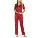 Women Luxury Pajamas Set Summer Short Sleeve Sleepwear Shirt Long Pants Silk Sleepwear Nightwear Lounge Set