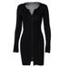 Women V Neck Long-Sleeve Zipper Sexy Mini Skinny Dress Autumn Winter Lovely Streetwear Pure Club Dress Party Dress