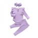 Newborn Infant Baby Girls 3Pcs Outfits Clothing Set Toddler Baby Girls Solid Long Ruffled Fly-sleeved Bodysuit+ Pants + Headband Toddler