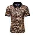 MAWCLOS Mens Casual Leopard Classic Fit Pique Polo Shirts Short Sleeve Shirts