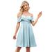 Ever-Pretty Women's Satin Off Shoulder A-line Sweetheart Short Evening Prom Dress 80071 Sky Blue US4