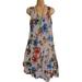 Women Boho Ruffled Double Layer Mini Dress V Neck Summer Sleeveelss Floral Long Vest Tank Top T Shirt Blouse Beach Casual Hoilday Shirtdress Sundress (please choose 1-2 size bigger than your size)