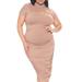 Niuer Plus Size XL-4XL Sexy Summer Bodycon Dresses for Women Short Sleeve Irregular Ruched Cocktail Dresses