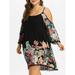 Colisha Chiffon Dress Womens Boho Floral Printed Sundress Long Sleeve Plus Size Off Shoulder Slip Sling Dress