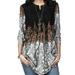 Rinhoo Women Bohemian Digital Printed Round Neck 3/4 Sleeves Blouse