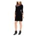 JESSICA HOWARD Womens Black Printed 3/4 Sleeve Cowl Neck Above The Knee Sheath Formal Dress Size PL