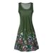 Sexy Dance Women's Sleeveless Pleated Loose Swing Casual Dress Ladies Plus Size Casual Loose Floral Tank Top Dress Sleeveless Summer Beach Tunic Sundress